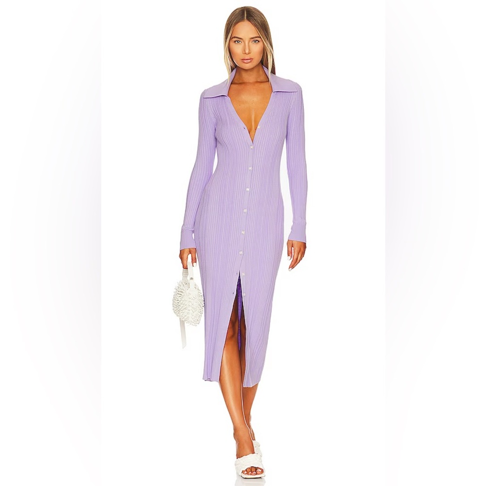 Song of Style Purple Sunara Collared Cardigan shirt button Dress